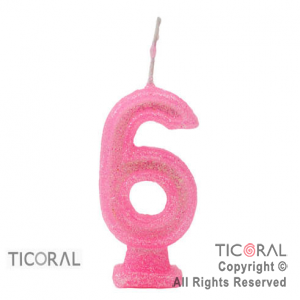 VELA HS2877-6 NUMERO 6 ROSA C/GIBRE x 1